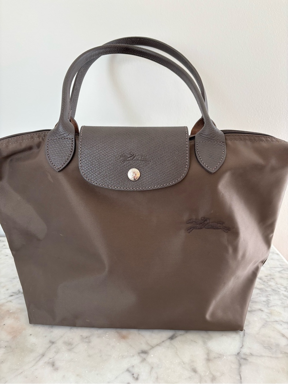 Longchamp Brown Nylon Top-Handle Tote